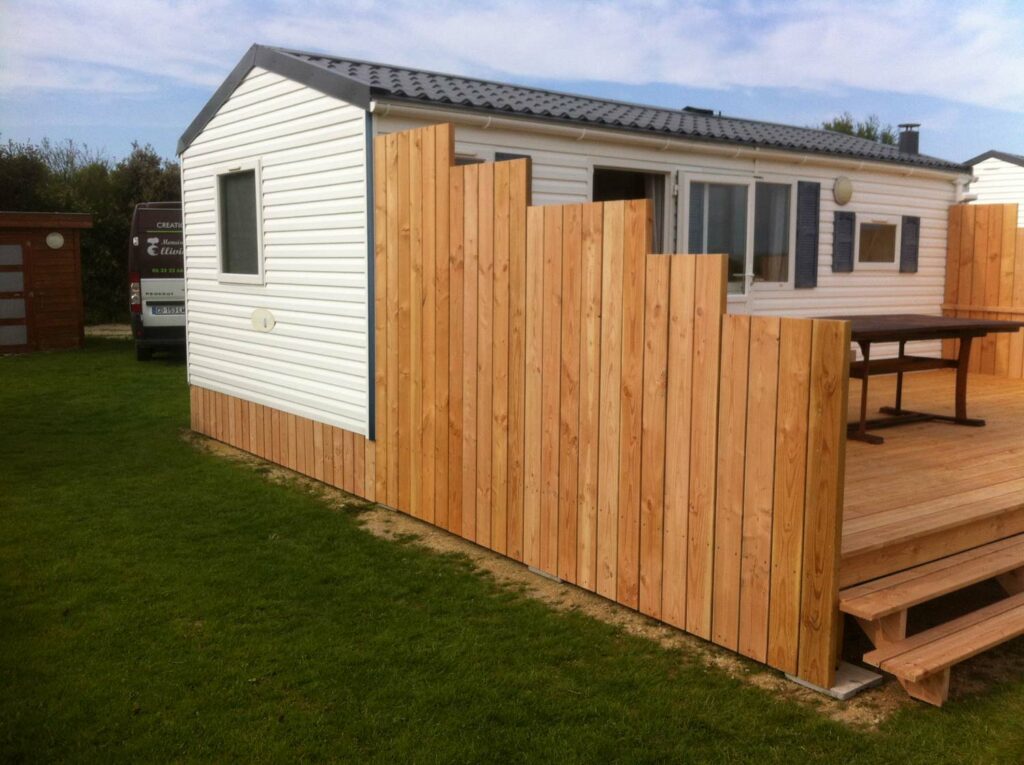 terrasse bois pare vue mobil home finistere 1