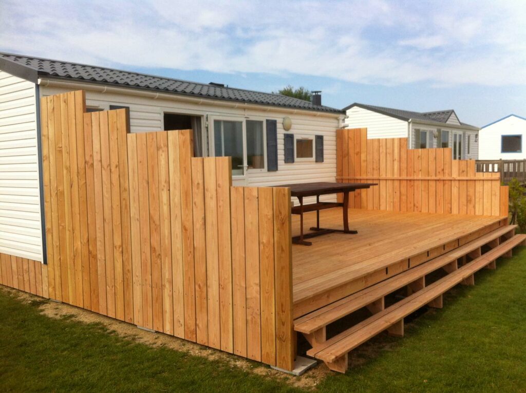 terrasse bois pare vue mobil home finistere 2