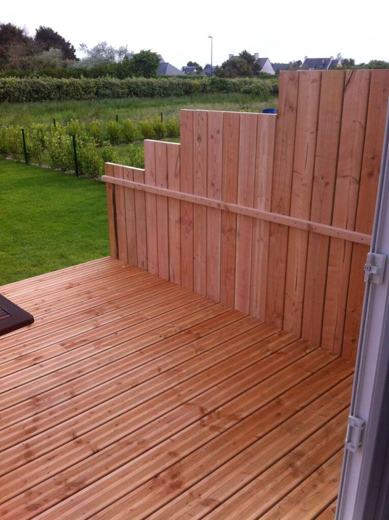 terrasse bois pare vue mobil home finistere 4