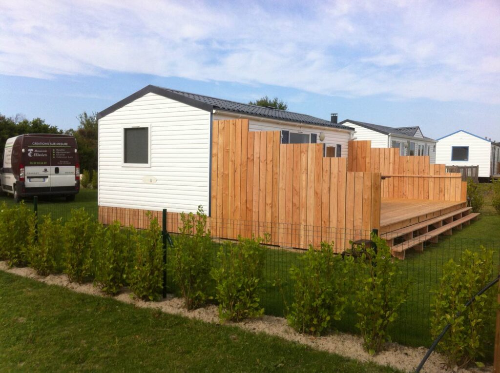 terrasse bois pare vue mobil home finistere 9